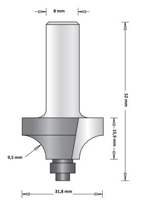 Hikoki Accessoires 8 Mm Afrondfrees (Duivejager) Met Onderlager 31.8X52X9.5 - 754094
