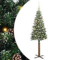 VidaXL Slanke kerstboom groen 150 cm pvc en massief dennenhout - thumbnail