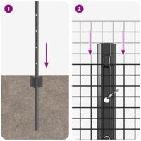 VidaXL Hek met paal grijs 0,8 x 10 m staal en pvc - thumbnail