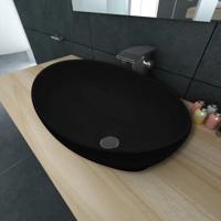 VidaXL Luxe wastafel ovaal 40x33 cm keramiek zwart - thumbnail