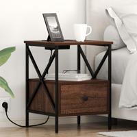 Nachtkastje 2 pcs Bruin Eiken 41,5 x 40,5 x 55 cm Bewerkt hout - thumbnail