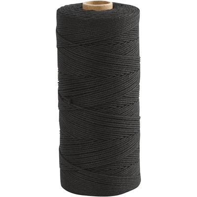 Creativ Company Macramé koord, l: 315 m, dikte 1 mm, dunne kwaliteit 12/12, zwart, 220 gr/ 1 bol