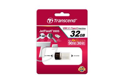 Transcend JetFlash® 890 USB-stick smartphone/tablet Zilver 32 GB USB-A 3.2 Gen 2, USB-C Transcend JetFlash® 890 USB-stick smartphone/tablet Zilver 32 GB USB-A 3.2 Gen 2, USB-C