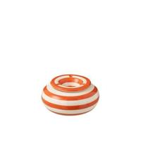 J-Line Ashtray Granada Stripes Ceramic White|Orange Large - thumbnail