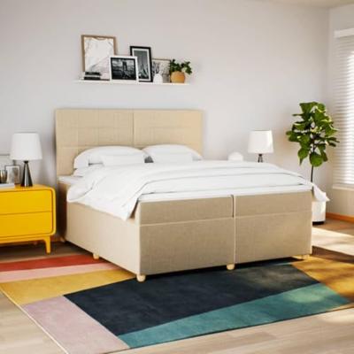 Boxspring met matras stof crèmekleurig 200x200 cm