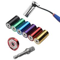 2 stuks/set universele momentsleutel hoofd set socket Sleeve 7-19 mm Power Drill Ratchet bus moersleutel Key Magic multi hand gereedschap - thumbnail