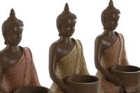 Kaarshouder Home ESPRIT Bruin Oranje Koraal Limoen Hars 28 x 8,5 x 17 cm - thumbnail