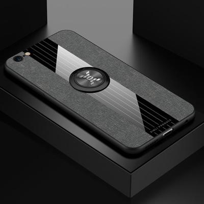 Voor iPhone 6 plus/6s plus XINLI stiksels doek Textue schokbestendig TPU beschermhoes met ring houder (grijs)