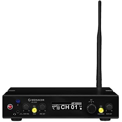 Monacor ATS-80ST Microfoonzender Statief Zendmethode:Digitaal XLR, Cinch-ingang, Cinch (stereo), Hoofdtelefoon (3.5 mm jackplug) Digitaal