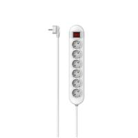 Hama Stekkerdoos, 6-voudig, schakelaar, opt. schakelaarpositie, 1,4 m Kabel Wit - thumbnail