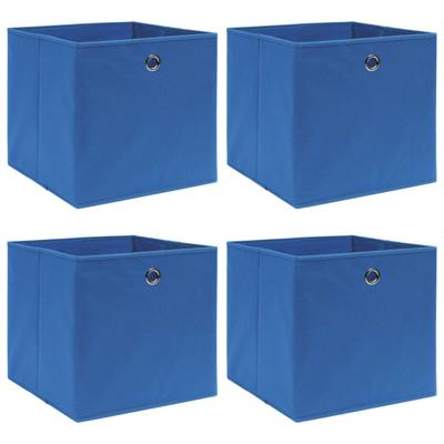 VidaXL Opbergboxen 4 st 32x32x32 cm stof blauw VidaXL Opbergboxen 4 st 32x32x32 cm stof blauw