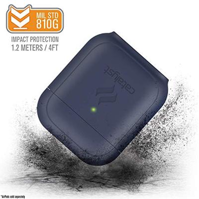 Staand hoesje voor AirPods 1 & 2 siliconen AirPods hoesje, zichtbaar oplaadbaar, extra grip hoogglans oppervlakteafwerking, compatibel met draadloos opladen - Marineblauw
