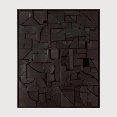 Ethnicraft Wandpaneel 'Bricks' Teakhout, 50 x 60cm, kleur Zwart