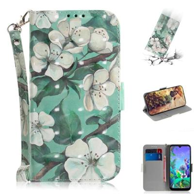 3D-schilderij aquarel bloem patroon gekleurde tekening horizontale Flip lederen case voor LG q60 met houder & kaartsleuven & portemonnee