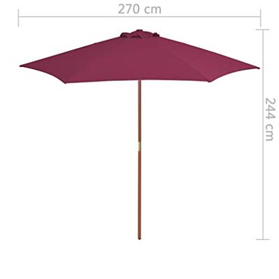 VidaXL Parasol met houten paal 270 cm bordeauxrood