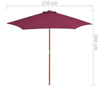 VidaXL Parasol met houten paal 270 cm bordeauxrood - thumbnail