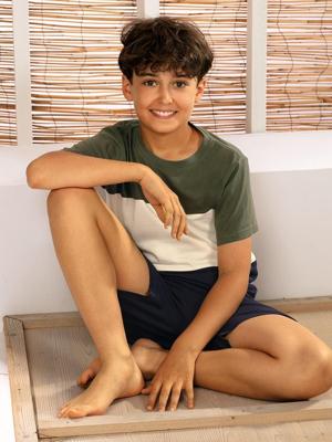 Jongens shortama brede strepen