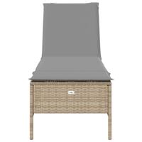 Ligbed met kussen poly rattan beige - thumbnail