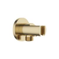 Wiesbaden Wandaansluitbocht Nala Met Handdouchehouder Rond 1/2" Geborsteld Messing - thumbnail