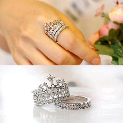 2 stuks mode-accessoires sieraden kwaliteit Crystal Lmperial kroon ring voor vrouwen (8) 2 stuks mode-accessoires sieraden kwaliteit Crystal Lmperial kroon ring voor vrouwen (8)
