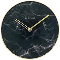 NeXtime ne-5222zw tafelklok marble table dia 20cm glas zwart - thumbnail