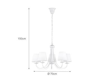 Trio Witte landelijke kroonluchterCortez 5-lichts 66cm - 110600531