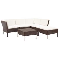 6-delige Loungeset met kussens poly rattan bruin - thumbnail