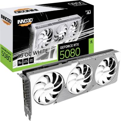 Inno 3D Nvidia RTX 5080 Videokaart X3 OC White 16GB G 16 GB GDDR7-RAM PCIe x16 HDMI 2.1, DisplayPort 2.1 NVIDIA G-Sync , Overclocked Inno 3D Nvidia RTX 5080 Videokaart X3 OC White 16GB G 16 GB GDDR7-RAM PCIe x16 HDMI 2.1, DisplayPort 2.1 NVIDIA G-Sync , Overclocked