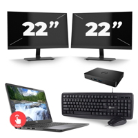 Dell Latitude 7300 - Intel Core i5-8e Generatie - 13 inch - Touch - 16GB RAM - 256GB SSD - Windows 11 Home + 2x 22 inch Monitor - thumbnail