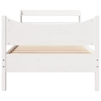 Bedframe met hoofdbord massief grenenhout wit 75x190 cm - thumbnail