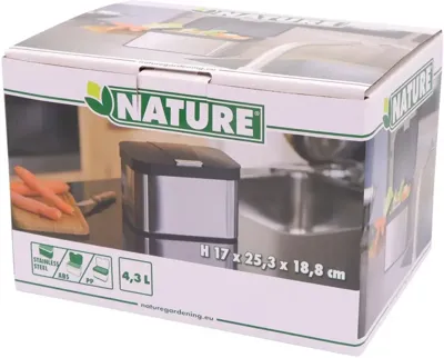 Nature keukencompostbak rvs 25.3x18.8x17cm