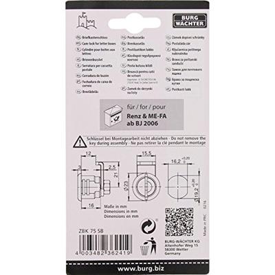 Burg Wächter 36241 Reservecilinder Burg Wächter 36241 Reservecilinder