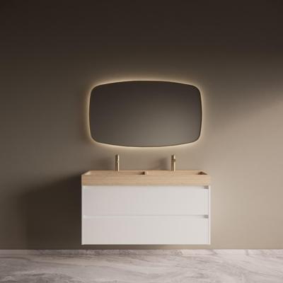 Badmeubelset Riga Travertin met Wastafel 120 cm Mat Wit Badmeubelset Riga Travertin met Wastafel 120 cm Mat Wit