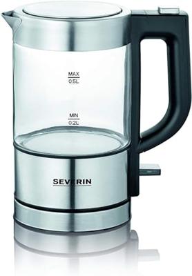 Severin 3472 Waterkoker Snoerloos, Oververhittingsbeveiliging Aantal/Volume: 0.5 l RVS (geborsteld), Zwart