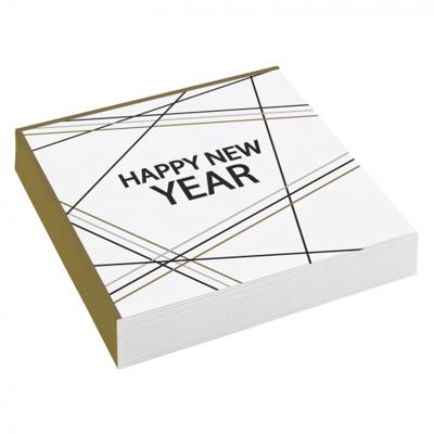 Amscan Servetten Happy New Year 16,5cm Papier 20 Stuks Wit/goud Amscan Servetten Happy New Year 16,5cm Papier 20 Stuks Wit/goud
