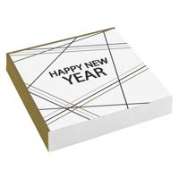 Amscan Servetten Happy New Year 16,5cm Papier 20 Stuks Wit/goud - thumbnail