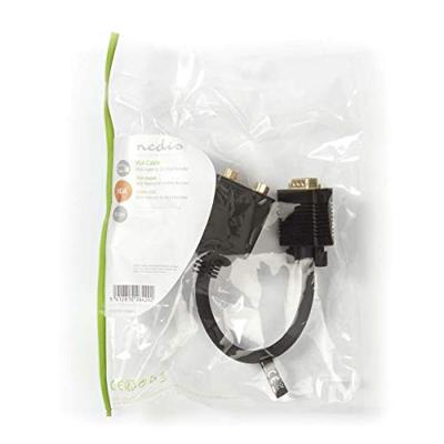 VGA-Kabel - VGA Male - 2x VGA Female - Verguld - Maximale resolutie: 1280x768-0.20 m - Rond - ABS - Zwart - Polybag