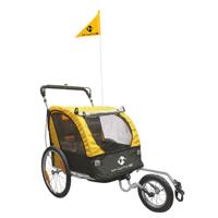 Kinderwagen met loopwiel - inklapbaar, 20 inch wielen, handrem, 2 kinderen, max 50 kg - thumbnail
