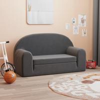 Kinderslaapbank 2-zits zacht pluche antracietkleurig - thumbnail