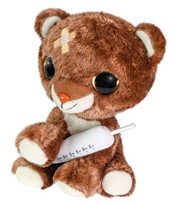 Lumo Stars knuffel get well - bruine beer met spuit, 15cm
