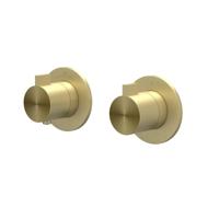 Afbouwdeel IVY Tribe Inbouwthermostaat 2-weg Stop-Omstel Symmetry Met Rond Rozet RVS316 Geborsteld Mat Goud PVD - thumbnail