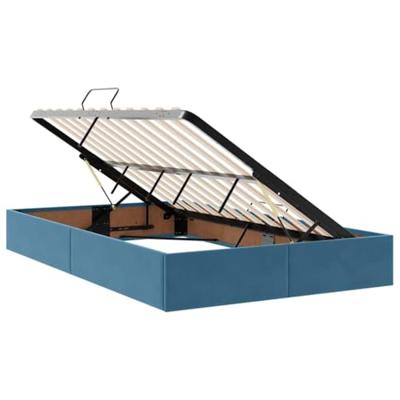 Opslag bed met matras met hoofdeinde Blauw 120 x 190 cm Fluweel