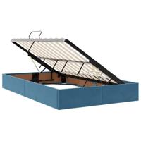 Opslag bed met matras met hoofdeinde Blauw 120 x 190 cm Fluweel - thumbnail