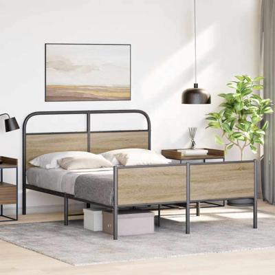 Bedframe zonder matras metaal gerookt eikenkleurig 180x200 cm - thumbnail