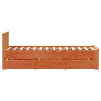 Bedframe met hoofdbord zonder matras hout wasbruin 90x190 cm - thumbnail