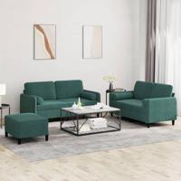 3-delige Loungeset met kussens fluweel donkergroen - thumbnail
