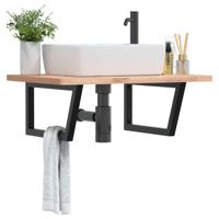 VidaXL Wandbeugels voor wasbak 2 st trapezium staal zwart - thumbnail