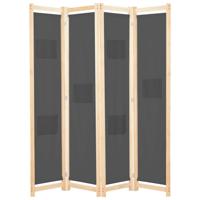 Kamerscherm met 4 panelen 160x170x4 cm stof grijs - thumbnail
