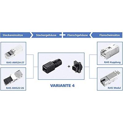 Telegärtner 100007463 RJ45-stekkerset variant 4 Stekker, recht Aantal polen: 8P8C Zwart 1 stuk(s)