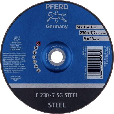 PFERD TOOLS 62223626 E 230-7 SG STEEL Afbraamschijf gebogen Diameter 230 mm Boordiameter 22.23 mm Staal 10 stuk(s) PFERD TOOLS 62223626 E 230-7 SG STEEL Afbraamschijf gebogen Diameter 230 mm Boordiameter 22.23 mm Staal 10 stuk(s)